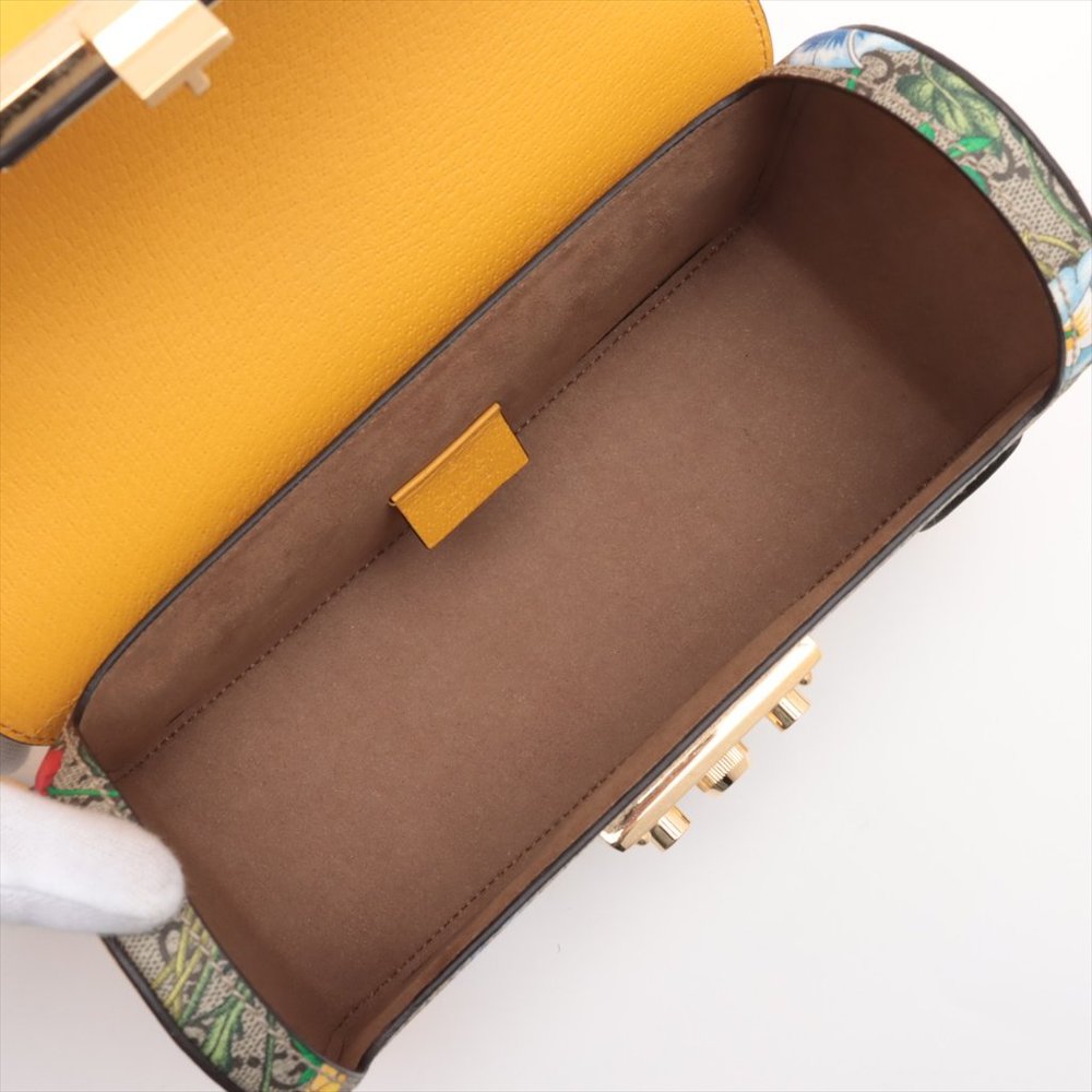 Gucci Bamboo GG flora PVC & leather 2way handbag Yellow 603221 - Picture 8 of 11